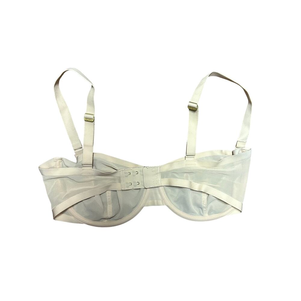 CUUP The Balconette Plunge Mesh Bra Size 34F Beige Underwire Lightweight Support